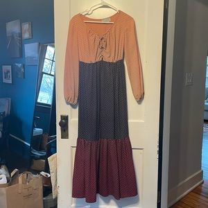 Vintage 1970s 70s Hippie Prairie Dress
